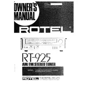 Rotel RT-925 Tuner manual cover