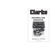 Clarke 1801254 CHT254 Universal Hub Separator manual cover