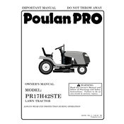 Poulan Pro PR17H42STE Tractor manual cover