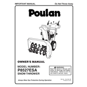 Poulan Pro P8527ESA Snow Thrower manual cover