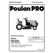 Poulan Pro HD1842 Tractor manual cover