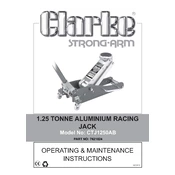 Clarke 7621824 CTJ1250AB 1.25 Tonne Alimunium Racing Jack manual cover