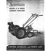 Simplicity D Tractor manual cover