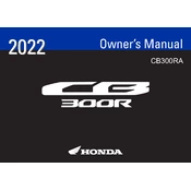 Honda CB300RA 2022 Motorcycle manual cover