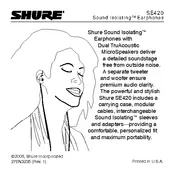 Shure SE420 Earphones manual cover