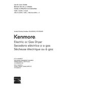 Kenmore 75212 110.65212610 Dryer manual cover