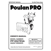 Poulan Pro PP10527ESA Snow Thrower manual cover