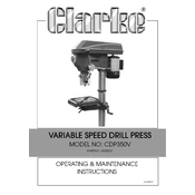 Clarke 6500267 CDP350V Variable Speed Drill Press manual cover