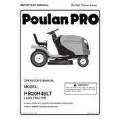 Poulan Pro PB20H46LT Tractor manual cover