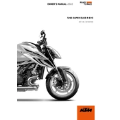 KTM Duke 1290 Super R Evo 2022 Motorcycle manual cover