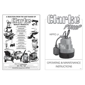 Clarke 7230490 Hippo Junior Submersible Water Pump manual cover