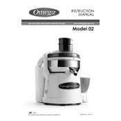 Omega Model O2 Juicer manual cover