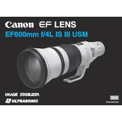 Canon Ultrasonic EF600mm f 4L IS III USM manual cover