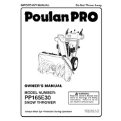 Poulan Pro PP165E30 Snow Thrower manual cover