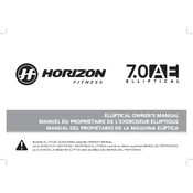 Horizon Fitness 7.0 AE 2018 Elliptical manual cover