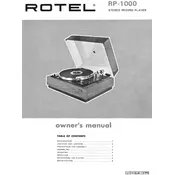 Rotel RP-1000 Turntable manual cover