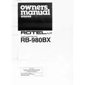 Rotel RB-980BX Amplifier manual cover