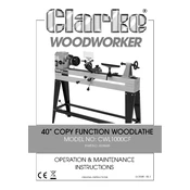 Clarke 6500689 CWL1000CF 40 Inch Copy Function Woodlathe manual cover