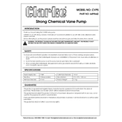 Clarke 6499642 CVPS Strong Chemical Vane Pump manual cover