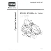 Toro GT2200 14AQ81RP544 Tractor manual cover