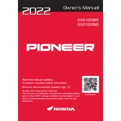 Honda Pioneer SXS1000 M3D Deluxe 2022 UTV manual cover