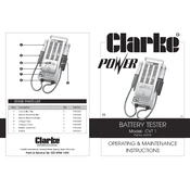 Clarke 6260100 CVT1 Battery Tester manual cover