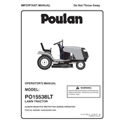 Poulan Pro PO15538LT Tractor manual cover