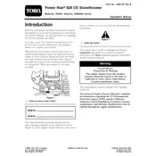 Toro Power Max 828OE 38639C Snow Thrower manual cover