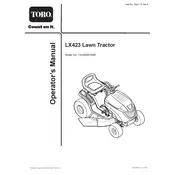 Toro LX423 13AX60RG848 Tractor manual cover