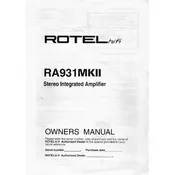 Rotel RA-931 MKII Amplifier manual cover