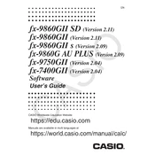 Casio fx-9860GII SD Ver.2.11 Software Calculator manual cover