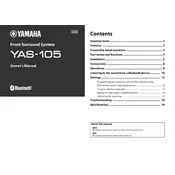 Yamaha YAS-105 Soundbar manual cover