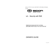 Scion xA TVIP V3 Security with RKE 2006 Hatchback manual cover