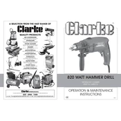 Clarke 6480115 CHD820 820 Watt Hammer Drill manual cover