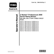 Toro Z Master Turbo Force 2000 Series 77260 Mower manual cover