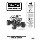 Power Wheels Mattel Kawasaki KFX BCK86 Toy manual cover