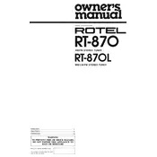 Rotel RT-870 Tuner manual cover