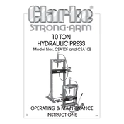 Clarke 7613010 CSA10F 10 Ton Hydraulic Press manual cover