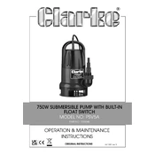 Clarke 7236046 PSV5A 750W Pump Built-In Float Switch manual cover