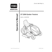 Toro GT2200 14AQ94RP848 Tractor manual cover