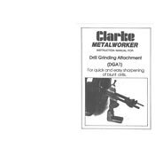 Clarke 6500940 DGA1 Drill Grinding Attachment manual cover