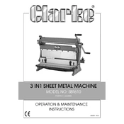 Clarke 6560005 SBR610 3 in 1 Sheet  Metal Machine manual cover