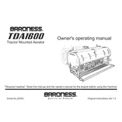 Kubota TDA1600 Aerator manual cover