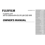 Fujifilm X-Mount Zoom XF70-300mmF4-5.6 R LM OIS WR Lens manual cover