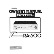 Rotel RA-500 Amplifier manual cover