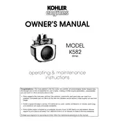 Kohler K582 Engine manual cover