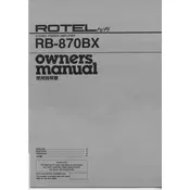 Rotel RB-870BX Amplifier manual cover