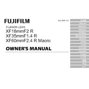 Fujifilm X-Mount Prime XF18mmF2 R Lens manual cover