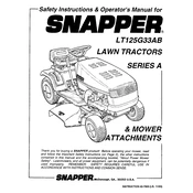 Snapper Series A LT125G30AB Tractor manual cover