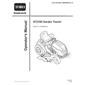 Toro GT2100 14AP80RP544 Tractor manual cover